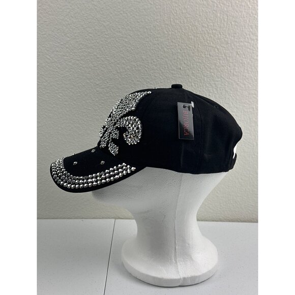 Rhinestone Fleur De Lis Baseball Cap - Sparkle & Shine Like A Disco Ball! Adjust - Picture 4 of 8